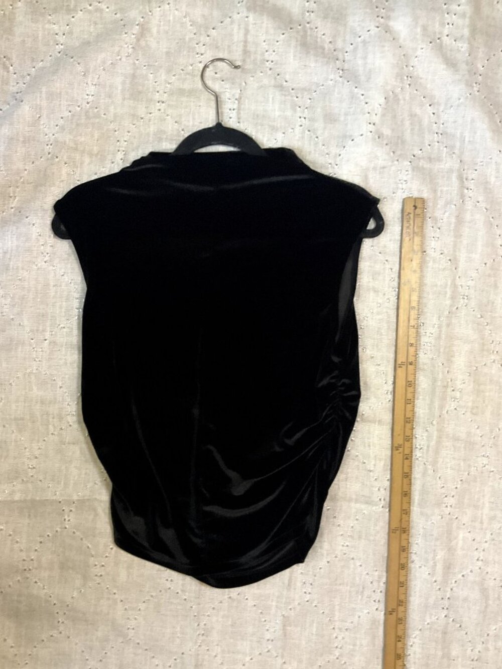 Black Velvet Cowl Neck Sleeveless Top - Size M